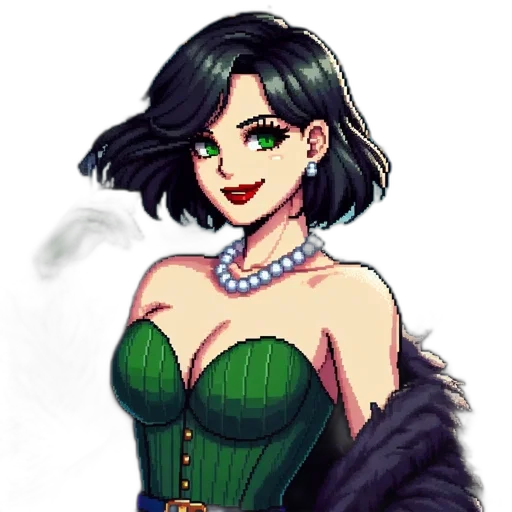 dress, jewelry, fantasy art, pixel art transparent PNG cut-out