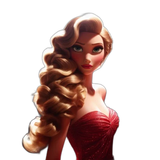dress, hair, crown, cartoon transparent PNG cut-out