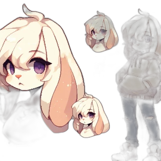 creature, concept art, anime, pixel art transparent PNG cut-out