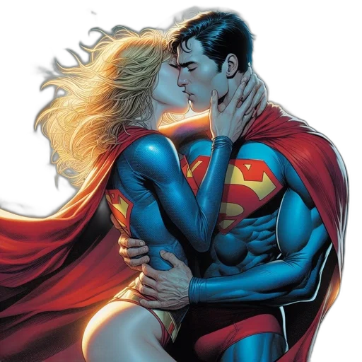 comic book art, concept art, superman, supergirl transparent PNG cut-out