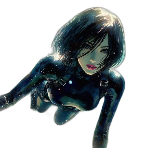 comic book art, concept art, 3d render, cyberpunk transparent PNG cut-out