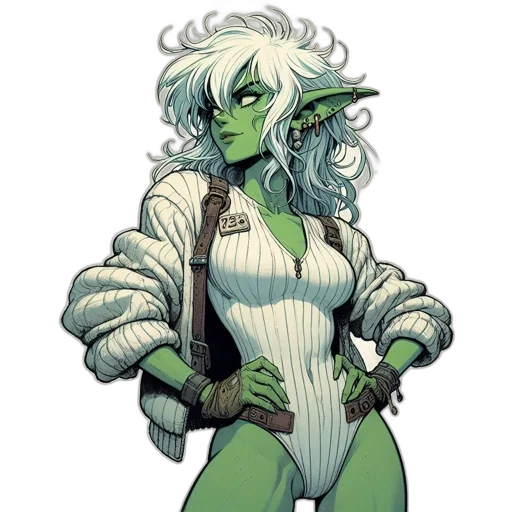 comic book art, concept art, fantasy art, green transparent PNG cut-out