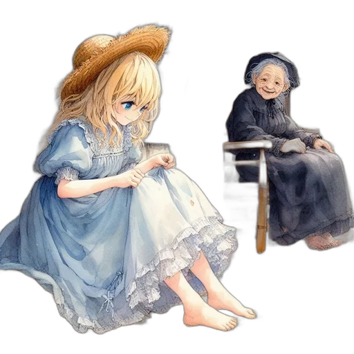 dress, hat, watercolor, concept art transparent PNG cut-out