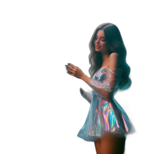 dress, hair, vaporwave, 3d render transparent PNG cut-out