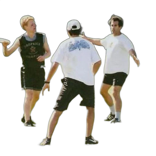 three, men, playing, frisbee transparent PNG cut-out