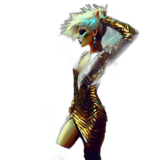 dress, creature, mask, staff transparent PNG cut-out