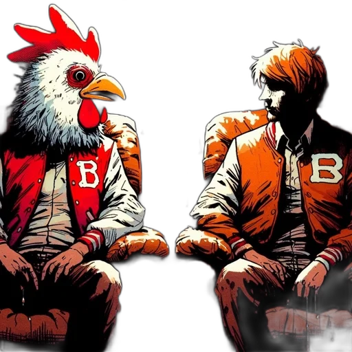 comic book art, concept art, two, characters transparent PNG cut-out