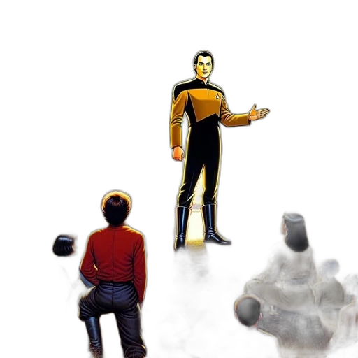robot, staff, creature, jacket transparent PNG cut-out