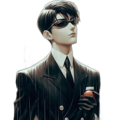 jacket, staff, robot, comic book art transparent PNG cut-out