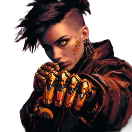 jacket, weapon, cyberpunk, comic book art transparent PNG cut-out