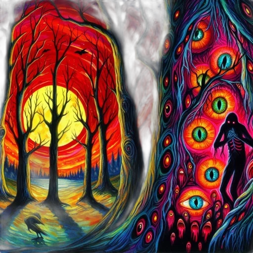 tree, creature, mask, fantasy art transparent PNG cut-out