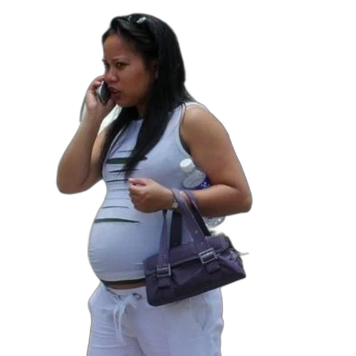 pregnant, woman, white, pants transparent PNG cut-out