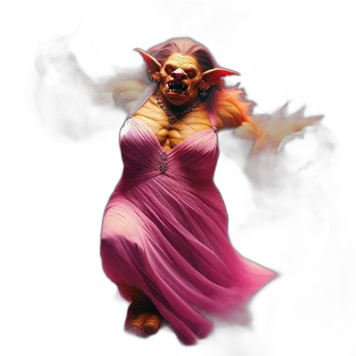 mask, creature, dress, staff transparent PNG cut-out