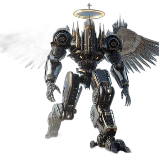 robot, weapon, concept art, 3d render transparent PNG cut-out