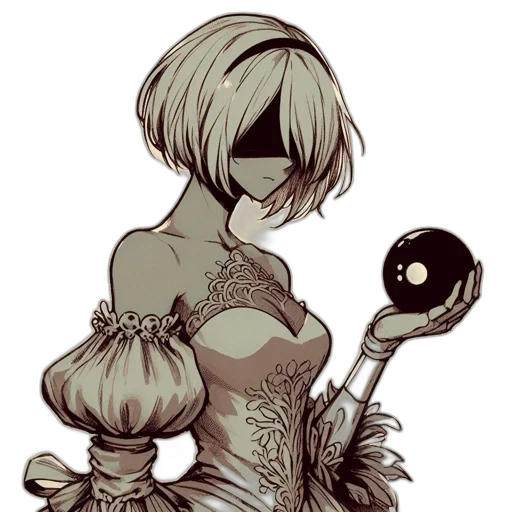 dress, mask, staff, robot transparent PNG cut-out