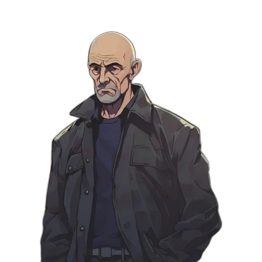 jacket, staff, face, weapon transparent PNG cut-out