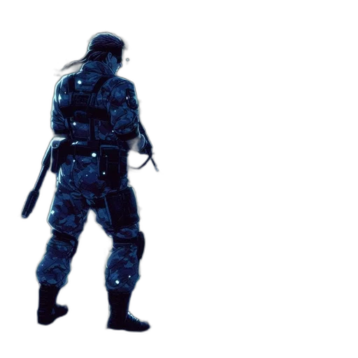 weapon, robot, jacket, staff transparent PNG cut-out
