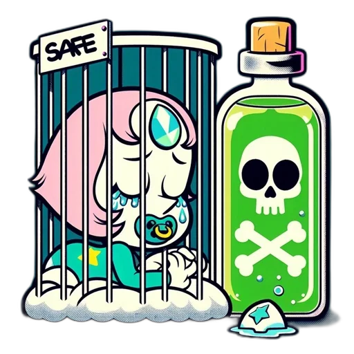 bottle, creature, vaporwave, cyberpunk transparent PNG cut-out
