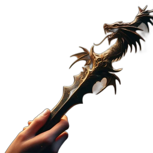 weapon, sword, staff, dragon transparent PNG cut-out