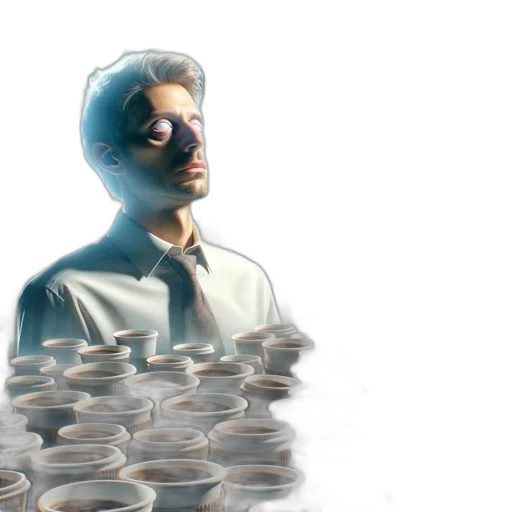 bottle, face, concept art, vaporwave transparent PNG cut-out