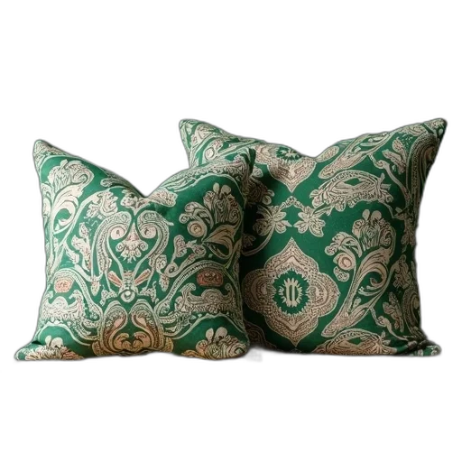 furniture, green, paisley, cushion transparent PNG cut-out