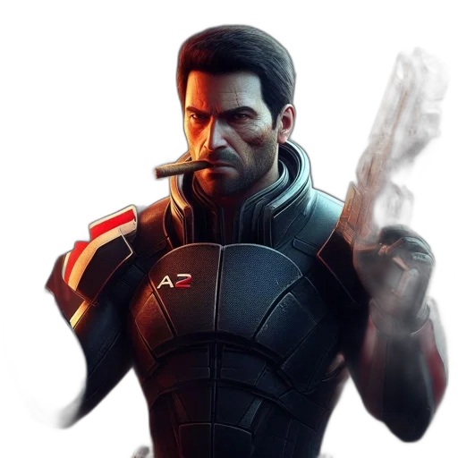 jacket, weapon, staff, face transparent PNG cut-out
