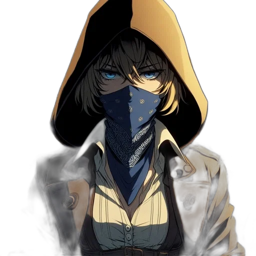 mask, jacket, face, staff transparent PNG cut-out