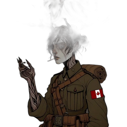 jacket, staff, weapon, creature transparent PNG cut-out