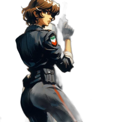 staff, jacket, weapon, robot transparent PNG cut-out
