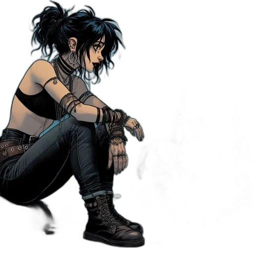 concept art, comic book art, fantasy art, cyberpunk transparent PNG cut-out