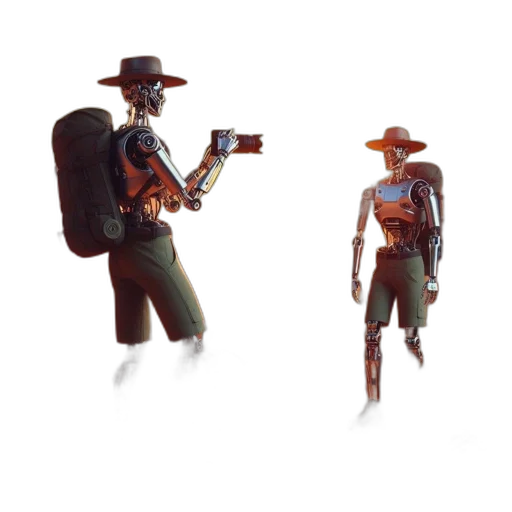 robot, staff, weapon, jacket transparent PNG cut-out