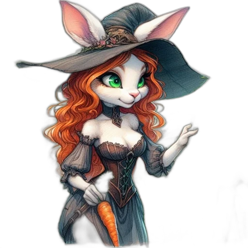 hat, staff, dress, fantasy art transparent PNG cut-out