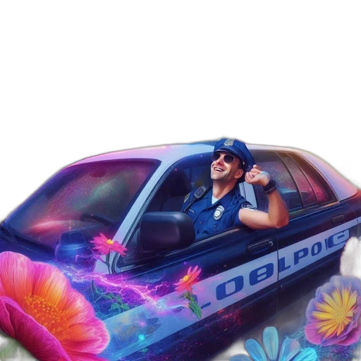 car, hat, weapon, vaporwave transparent PNG cut-out