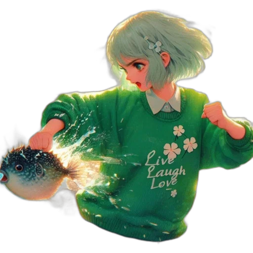 creature, jacket, weapon, staff transparent PNG cut-out