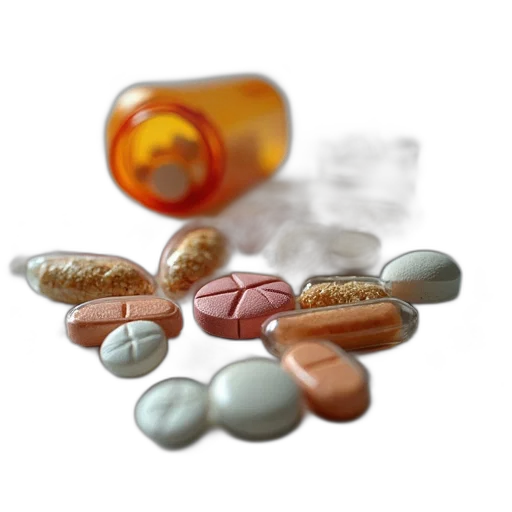 3d render, photorealistic, pills, title transparent PNG cut-out