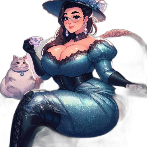 dress, staff, hat, fantasy art transparent PNG cut-out