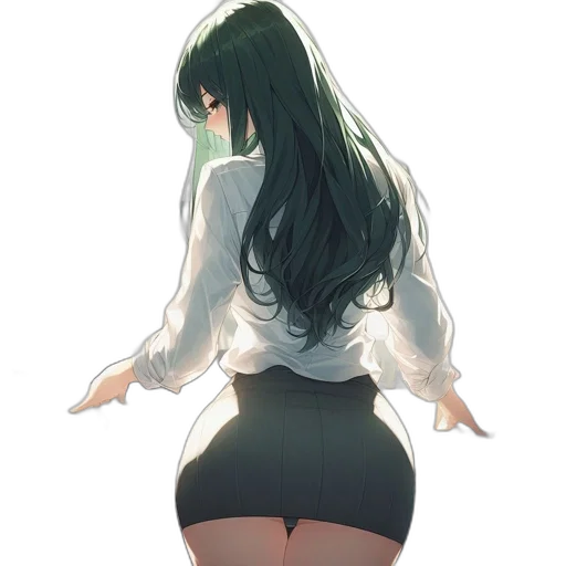 dress, jacket, staff, weapon transparent PNG cut-out