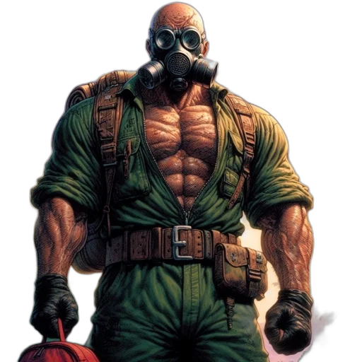 mask, comic book art, concept art, green transparent PNG cut-out