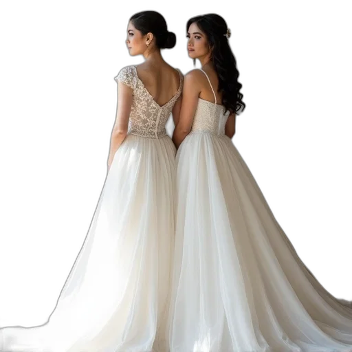 dress, two, asian, brides transparent PNG cut-out