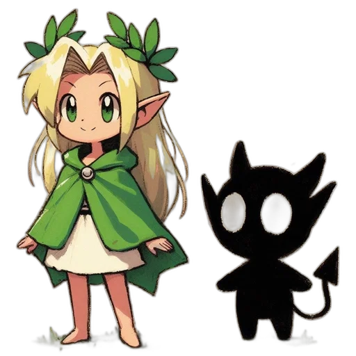creature, flower, staff, dress transparent PNG cut-out