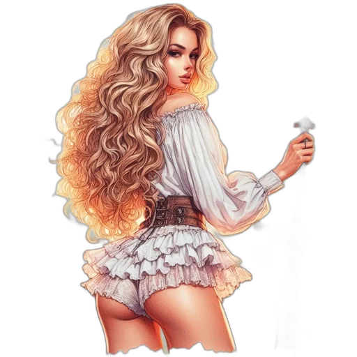 dress, hair, fantasy art, pixel art transparent PNG cut-out