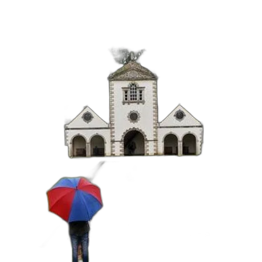 umbrella, building, hat, staff transparent PNG cut-out