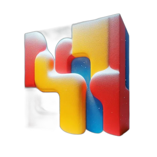 furniture, 3d render, pixel art, colorful transparent PNG cut-out