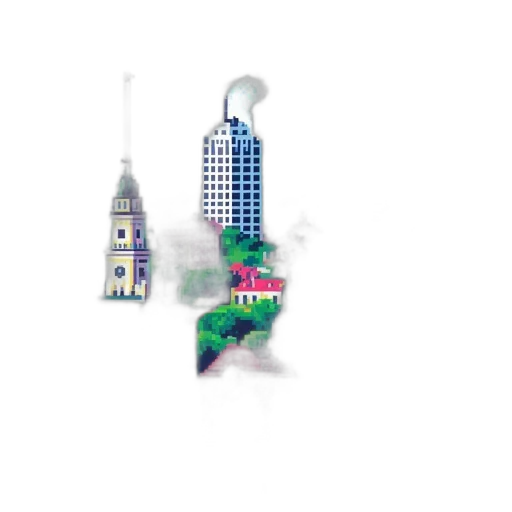 concept art, pixel art, watercolor, vaporwave transparent PNG cut-out