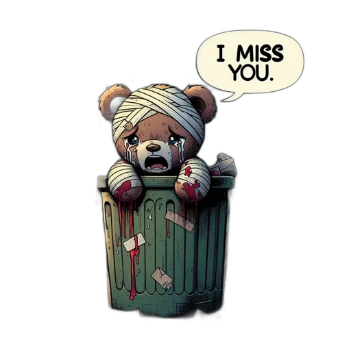 comic book art, concept art, pixel art, sad transparent PNG cut-out