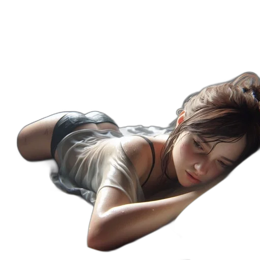 hair, face, photorealistic, oil painting transparent PNG cut-out