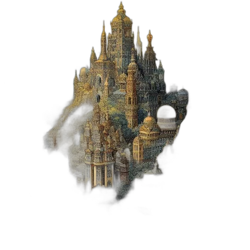 dragon, crown, building, sword transparent PNG cut-out