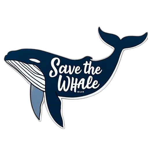 whale, sticker, words, save transparent PNG cut-out