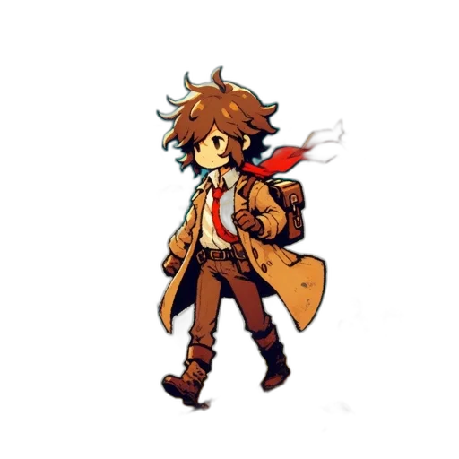 jacket, staff, weapon, pixel art transparent PNG cut-out