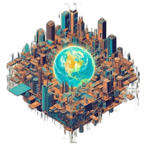 building, pixel art, concept art, 3d render transparent PNG cut-out
